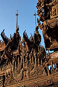 Myanmar - Mandalay, Shwe In Bin Kyaung a wonderful example of the Burmese unique teak architecture and wood-carving art. 